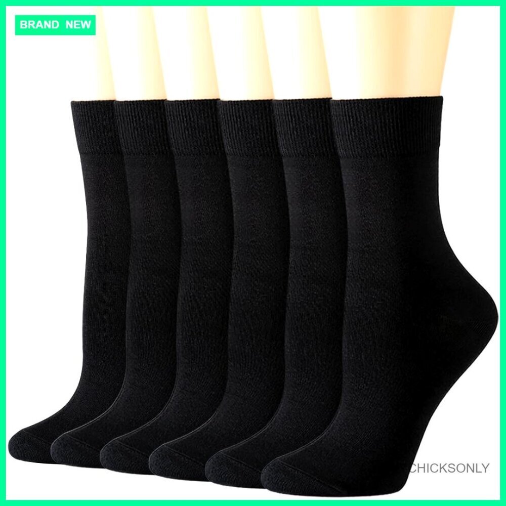 Super Soft Crew Socks 6 Pairs Cotton Athletic Casual Women's Size 5-9